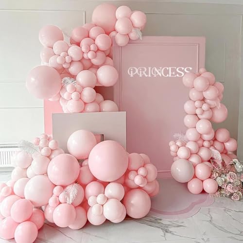 Pastel Light Pink Balloons Double Stuffed Pink Balloon Garland Arch Kit Different Sizes 18/12/5 Inch For Birthday Baby Shower Gender Reveal Bridal Party Decorations - color: Doubled Baby Pink