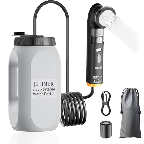 여행용 휴대용 비데 및 샤워, 2.5L 및 1600mAh 충전식 캠핑 샤워, 샤워헤드 비데 스프레이 2개, 2가지 모드 방수 핸드헬드 비데, 하이킹, 여행용 야외 샤워 키트