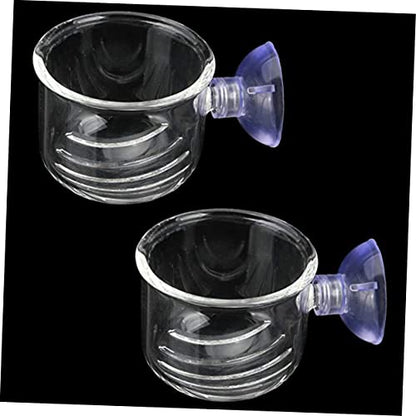 2-Pack Glass Feeding Cup for Aquarium Fish Feeder Shrimp Eggs Food Aquarium Equipment Aquatic Supplies - size: L