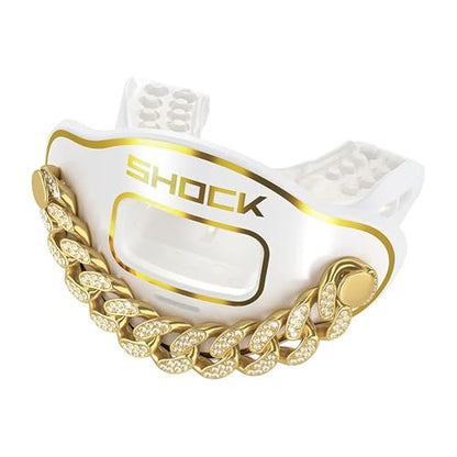 Shock Doctor Football Lip Guard Mouthpiece with Strap – Breathable, Wide Opening – Adult & Youth OSFA - color: White