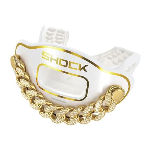 Shock Doctor Football Lip Guard Mouthpiece with Strap – Breathable, Wide Opening – Adult & Youth OSFA - color: White