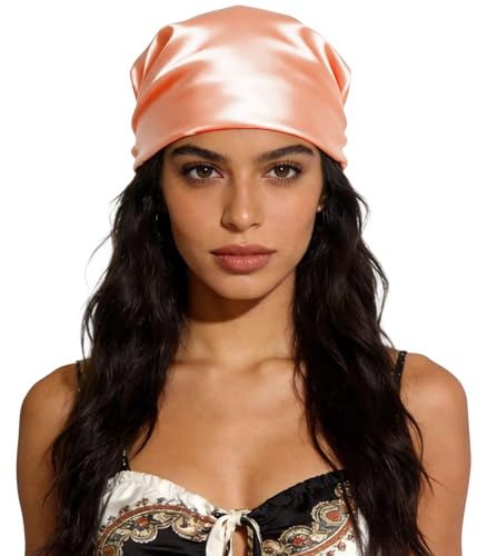 Sumolux Head Hair Scarf for Women 35" Like Satin Silk Scarf Hair Wrapping Night Bandana Large Square Scarves - color: A Solid Light Orange