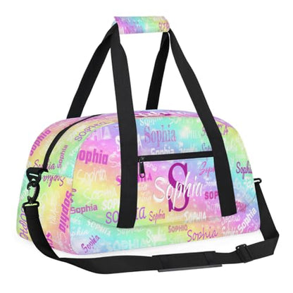 Custom Dance Bag Girls Sleepover Bag, Rainbow Colorful Shiny Stars | Personalized Sport Ballet Bag Travel Overnight Small Duffel Bag Gymnastics Swimming - color: Color 15
