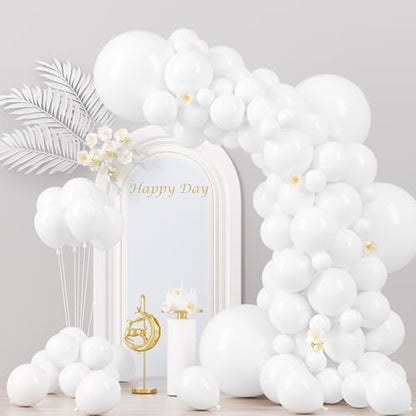 Voircoloria 130pcs White Party Balloons Garland Arch Kit, 18 12 10 5 Inch - color: 03 White, size: 5/10/12/18 inch - 130pcs