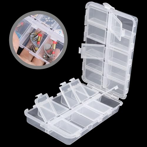 20 Compartments Tackle Boxes Plastic Box Storage Organizer Clear Fishing Storage Box Waterproof Parts Organizer with Adjustable Dividers for Lure Container Craft Beads Jewelry