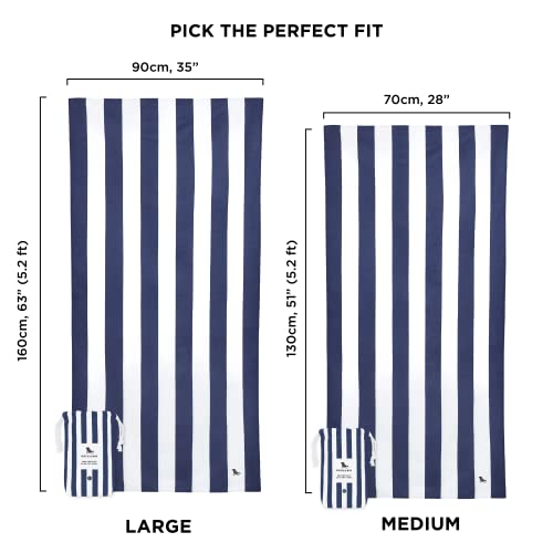 Dock & Bay Beach Towel - Quick Dry, Sand Free - Compact, Lightweight - 100% Recycled - Includes Bag - Cabana - Whitsunday Blue, Medium (130x70cm, 51x27) - color: Cabana - Whitsunday Blue, size: Medium (130x70cm, 51x27")