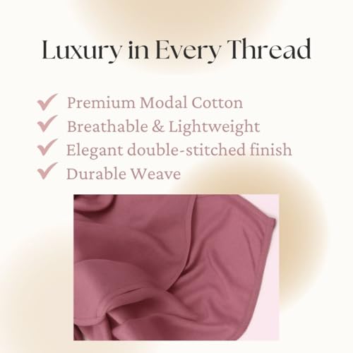Premium Breathable Modal Cotton Hijab for Women, Lightweight, Non-Slip, Soft & Elegant Scarf for Everyday Wear - color: Dusty Rose Pink