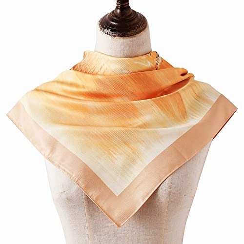 100% Mulberry Silk Scarf-Printed or Solid Color 35” Square Large Silk Hair Head Wrap Scarf With Gift Box Package - color: M9 Pattern: Sailing in the Sea