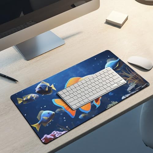 Large Size Gaming Mouse Pad Fishs Desk Mat Non-Slip Base Waterproof Desktop Writing Pad for Office Home - color: Fishs, size: 30x60cm