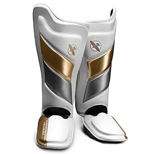 Hayabusa T3 Striking Shinguards - color: White/Gold, size: X-Large