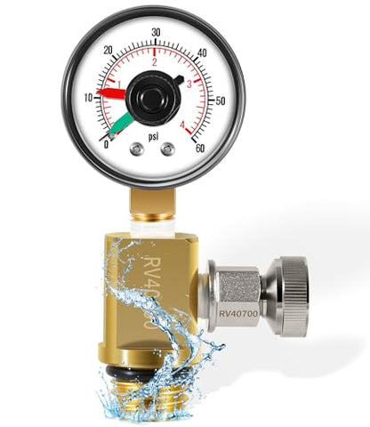 98209800 High Flow Manual Relief Valve/Air Relief Manual Valve Assembly with Pressure Gauge, Replacement for Pool and Spa Filter (RV40600 (98209800 brass)) - style: RV40600 (98209800 brass)