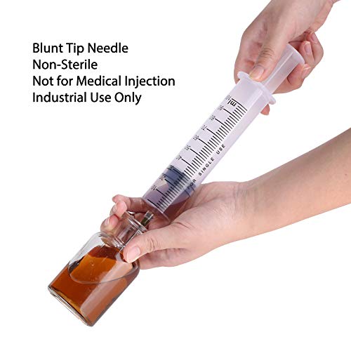Reusable 100ml Syringes with 27.6 Inch Tube and Blunt Needle 14G 1.5”, Sterile Luer Lock Syringe Individually Packaged for Labs, Measuring,Oil or Glue - style: 100 ml