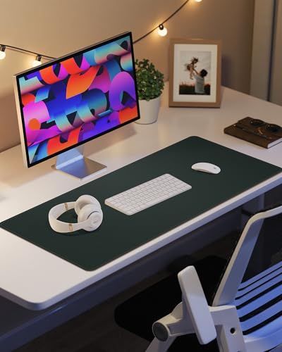 Leather Desk Pad Protector, Green Office Mat, Non-Slip PU Leather Blotter, Laptop Desk Pad, Waterproof Writing Pad (Dark Green, 31.5" x 15.7") - color: Dark Green, size: 31.5" x 15.7"