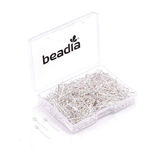 BEADIA Open Eye Pins Silver Head Pins for DIY Jewelry Making 20mm 500pcs - color: Silver, size: 20mm
