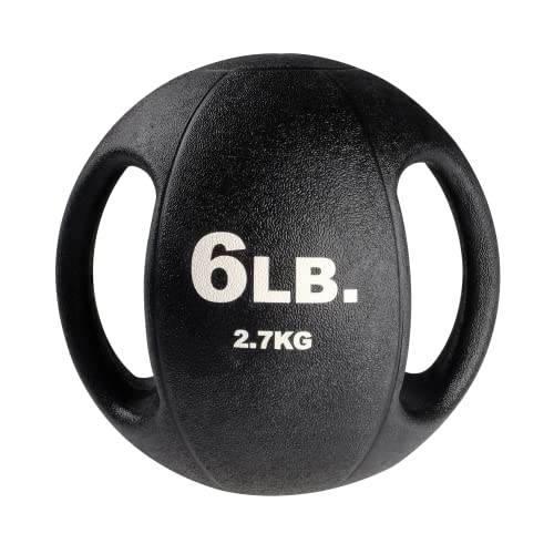 Body-Solid Exercise Medicine Balls, Heavy-Duty Non Slip Rubber Grip with Dual Handles Medicine Ball for Weights Training, Weightlifting & Core Workouts - size: 6 lbs.
