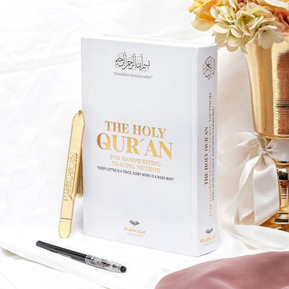Shaded Quran Text with Full Tracing &Bookmark | Ideal Book for Writing and Learning Quran Text | Tracing Paper Writable Quran | Perfect Ramadan,Eid,Umrah Gift for Muslim Women Men Child(White) - color: White