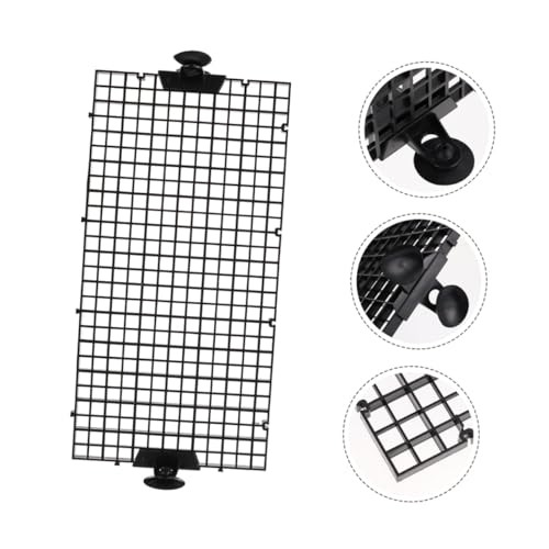 POPETPOP Aquarium Fish Tank Divider Grid Board with Suction Cups, Black 30x15cm, 8pcs Set for Aquarium Isolation and Fish Fry Separation in Home Or Breeding Tanks