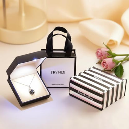 TRYNDI Tahitian Black Pearl Necklaces for Women - Wife Christmas Gift Ideas - style: Black Pearl Knot