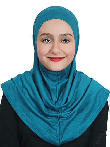 AL AMIRA Girl's Hijab Cotton 1 piece Amira Headscarf Cotton one Pcs Hijab - color: Powder Blue