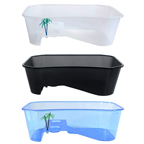 for Turtle Vivarium Box Aquarium for Breeding Box Habitat Tortoise Food Feeding Box with Basking Pl - color: White