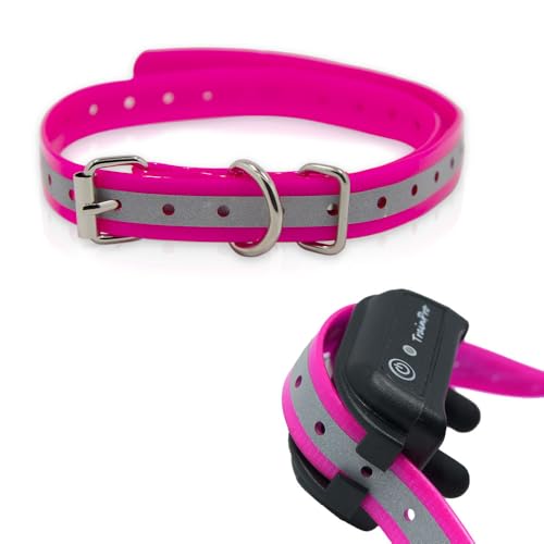 Waterproof TPU Replacement Strap for Dog Training Collar, 27.5 in - color: Pink Reflect