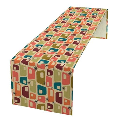 Mid Century Modern Table Runner,Abstract Aesthetic Geometric Mid Century Retro Modern Patterns Printed Linen Table Runner for Kitchen Dining Room Holiday 13x36 Inch - color: Mid Century-1, size: 13x36 Inch