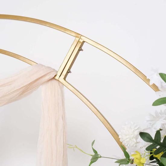 Tableclothsfactory 7.5ft Gold Metal Crescent Moon Wedding Arch Stand, Curved Flower Balloon Frame
