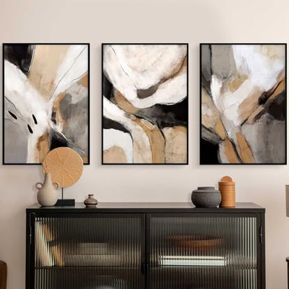 Black Brown Abstract Wall Art Canvas Pictures Modern Artwork Orange Grey White Paintings Art Prints 16x24inch Unframed - color: Botanical