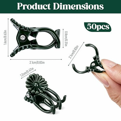 50 Pcs Plant Clips for Climbing Plants Orchid Clips for Plants Support Garden Flower Stem Vine Clip, Dark Green