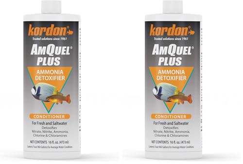 Kordon AmQuel Plus Aquarium Water Conditioner - Instantly Detoxifies Ammonia, Nitrite, Nitrate, and Chlorine Remover for Freshwater & Saltwater Aquariums, 16 Ounces (Pack of 2) - size: 16 Ounces (Pack of 2)