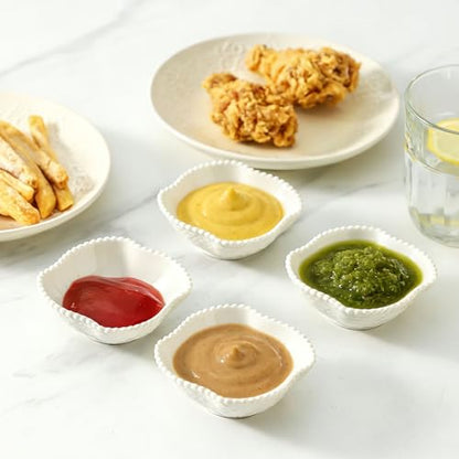 UIBFCWN 12 Pack Dipping Bowls, 2 oz Ceramic Soy Sauce Dish, White Dipping Sauce Bowls/Dishes, Condiment Server, Small Appetizer Pinch Bowls for Condiments, Sushi, Ketchup, BBQ - color: Pearl, size: 12 Pack