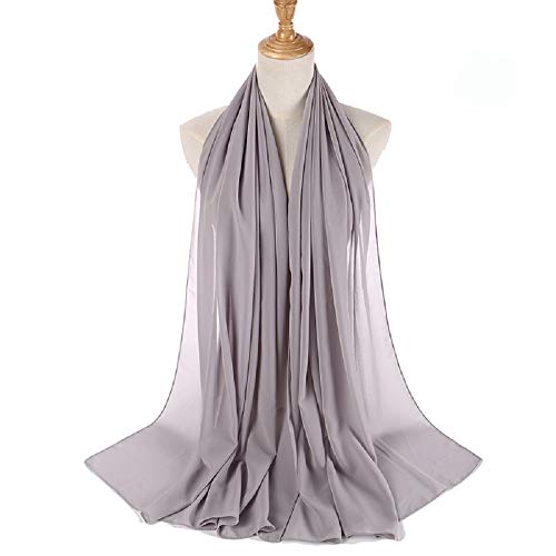 Txameru Hijab for Women Chiffon Hijab Scarfs for Women Long Shawl - color: Light Grey