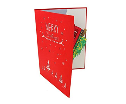 PopLife® Family Christmas Tree Car Pop Up Card, Handmade 3D Holiday Greeting, Blank Merry Christmas Note, Small Stocking Present for Friends and Family, Naughty or Nice - color: Family Christmas Tree Car