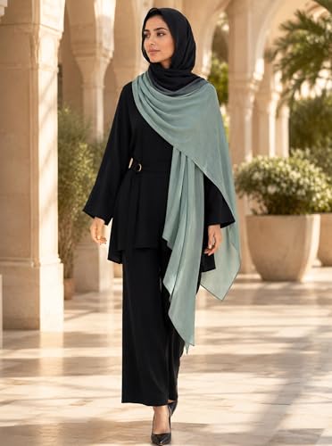 Modal Feel Hijab Scarf for Women, Lightweight Ombre Dual Color - color: 3#cyanblack