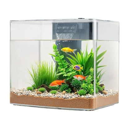 VEVOR Fish Tank Aquarium, 3.5 Gallon, Arch Design, Ultra-Clear GPPS Smart Tank with Adjustable 3-Color Lighting, Self-Cleaning System for Freshwater & Saltwater Fish - Home, Office Use
