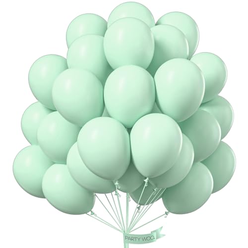 PartyWoo Light Green Balloons 50pcs Mint Pastel Peppermin Green Color - color: Green-q06, size: 12 Inch
