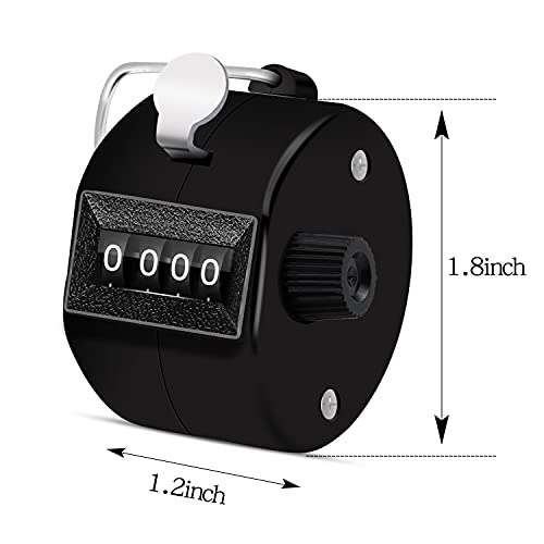 Eliamo 12 Pcs Hand Tally Counter 4-Digit Lap Counter Clicker, Manual Mechanical Handheld Pitch Click Counter with Finger Ring for School Golf & Knitting Row Croche - color: Black