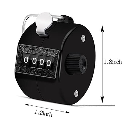 Eliamo 12 Pcs Hand Tally Counter 4-Digit Lap Counter Clicker, Manual Mechanical Handheld Pitch Click Counter with Finger Ring for School Golf & Knitting Row Croche - color: Black