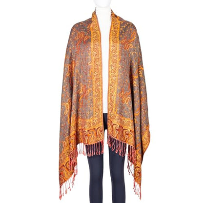 TUSHUSTY Pashmina Feel Rave Shawl Wrap for Women Men Hijab Scarf - color: Orange