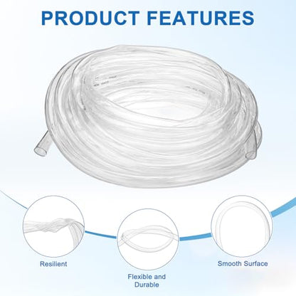 M METERXITY Vinyl Tubing 3/4" ID x 1" OD 50ft Flexible Plastic Tube with 2 Hose Ties, Lightweight Hybrid PVC Hose for Water Gardening/Airline/Aquarium Tubing [Clear] - size: 3/4" ID x 50ft