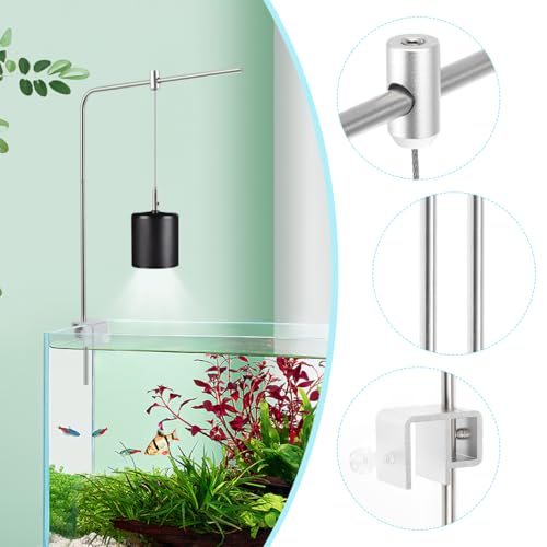 Totority Aluminum Alloy Fish Tank Light Holder, Adjustable Aquarium LED Lighting Stand Kit, Anti-Rust Hanging Bracket Support for Planted Tanks & Aluminum Decorations, Silver