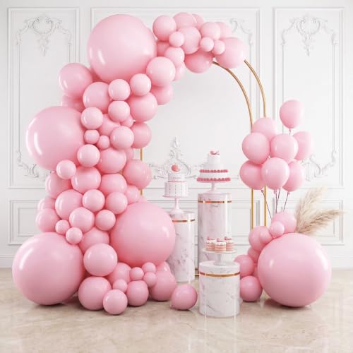 RUBFAC 154pcs Pastel Pink Balloons Different Sizes 18 12 10 5 Inches for Garland Arch, Light Pink Balloon for Mother's Day Birthday Valentine's Day Baby Shower Gender Reveal Wedding Party Decoration - color: Pastel Pink