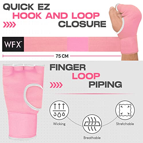 WFX Kids Junior Boxing Hand Wraps Inner Gloves Gel Padded Elasticated Padded Fist Under Gloves Pair Combat Sports for Young Fighters Gel Boxing Hand Wraps - color: Pink