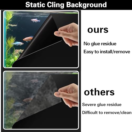 Black Aquarium Background Film, Static Cling PVC, 23.6" H × 78.7" W | Glue-Free Static Cling • Easy to Apply • No Residue • Blocks Rear Light • Makes Fish Colors Stand Out • Reusable - size: 23.6"H × 78.7"W