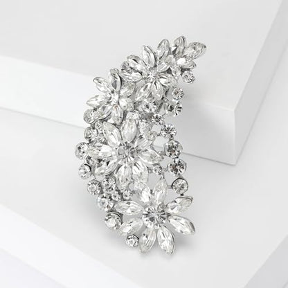 Ezing 4 Pieces Lot Large Big Silver Gold Plated Assorted Crystal Rhinestones Brooch Pins Set - color: F