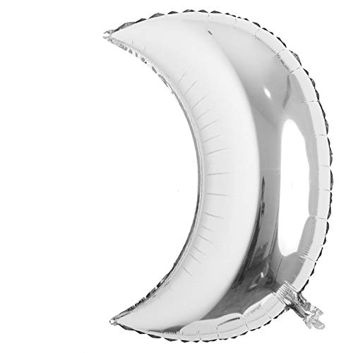 26 inch large moon foil helium balloons baby shower 100 days kids birthday party wedding decoration supplies big moon balloons (26 inch Moon Silver) - color: 26 Inch Moon Silver