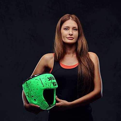 Spall Pro Boxing Headgear, Sparring Helmet for Fighting Sports Karate Boxing Martial Arts MMA and Taekwondo - color: F.Green