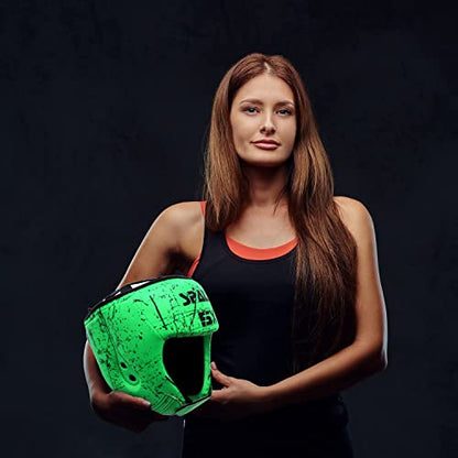 Spall Pro Boxing Headgear, Sparring Helmet for Fighting Sports Karate Boxing Martial Arts MMA and Taekwondo - color: F.Green