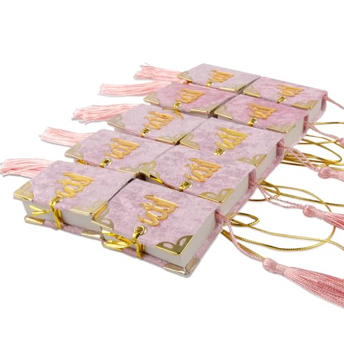 Set of 10 Quran Book for Muslim Favors Quran Book Arabic Hajj Favors Car Hanging Quran Islamic Gift (Pink) - color: Pink