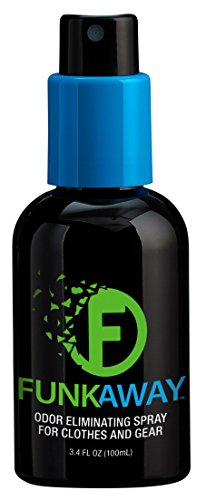 FunkAway Odor Eliminator Spray for Shoes, Clothes and Gear, 3.4 oz., Non-Aerosol; Mini Size for Travel, Ideal for Gym Bag, Purse, Locker or Suitcase - size: 3.4 Ounce (Pack of 1), style: Travel Size